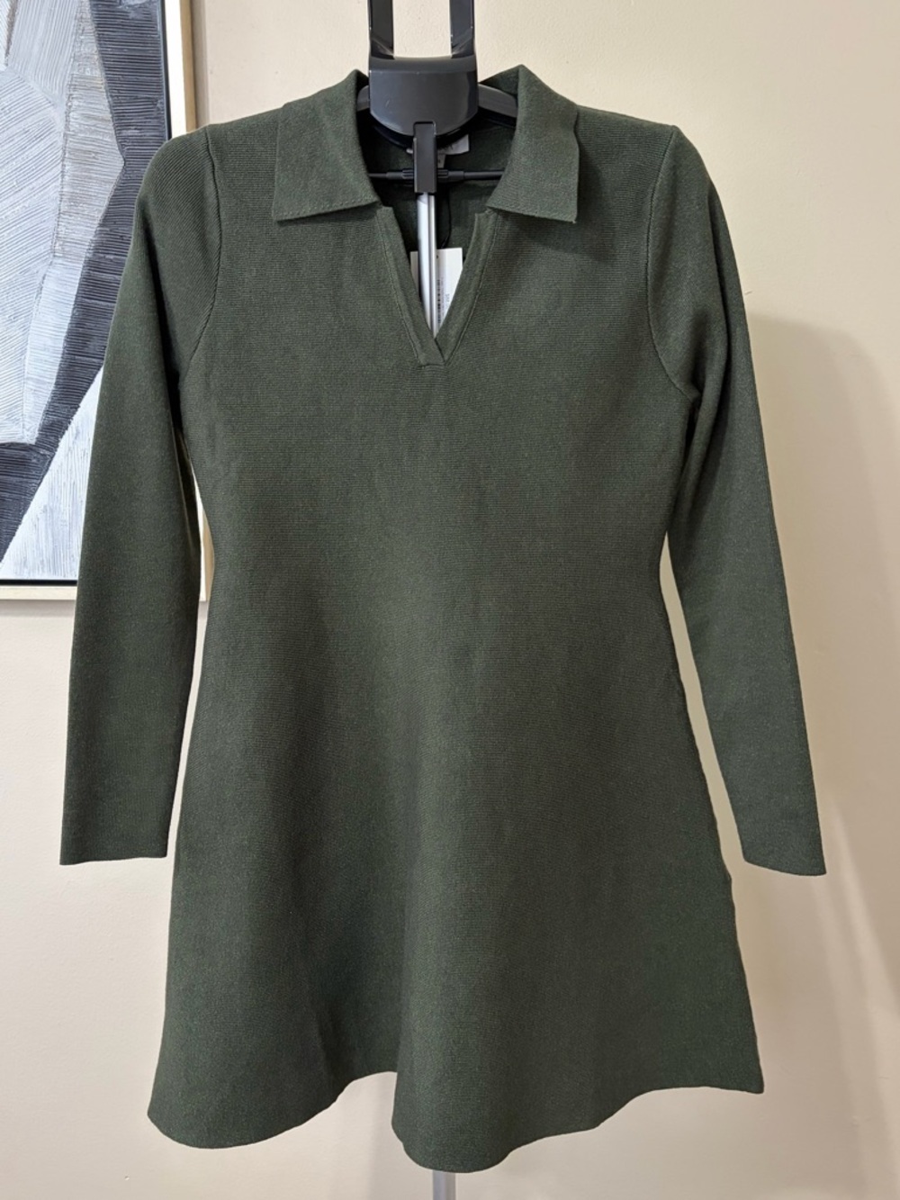 Avara Olive Green ALine Vneck Sweater Dress Size XL